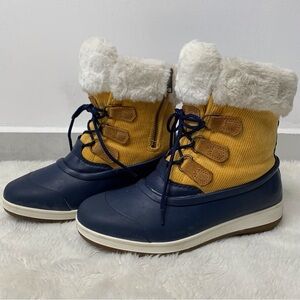 Sperry STS84105 Women's Pacifia Alpine Navy Yellow Fur Winter Boots Size 7.5